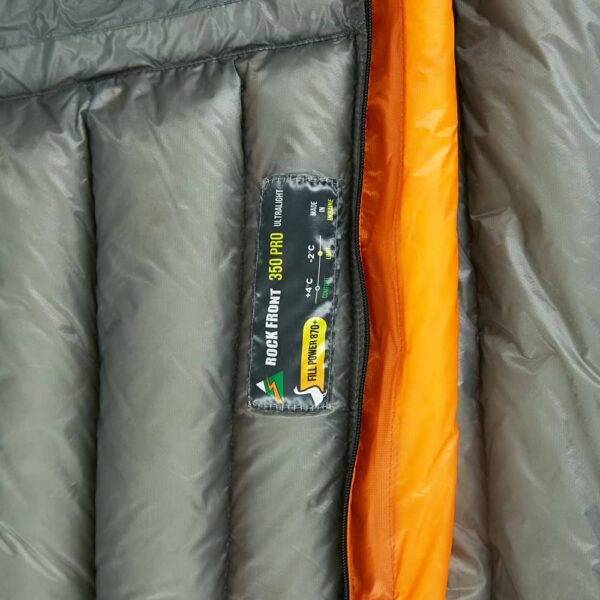 ROCK FRONT 350 Pro Ultralight down backpacking quilt logo