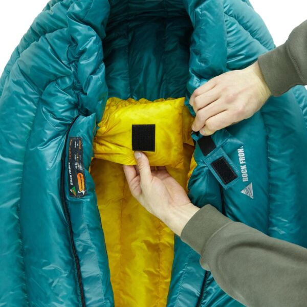 Down sleeping bag for winter ROCK FRONT 1000 3D turquoise-mustard - photo