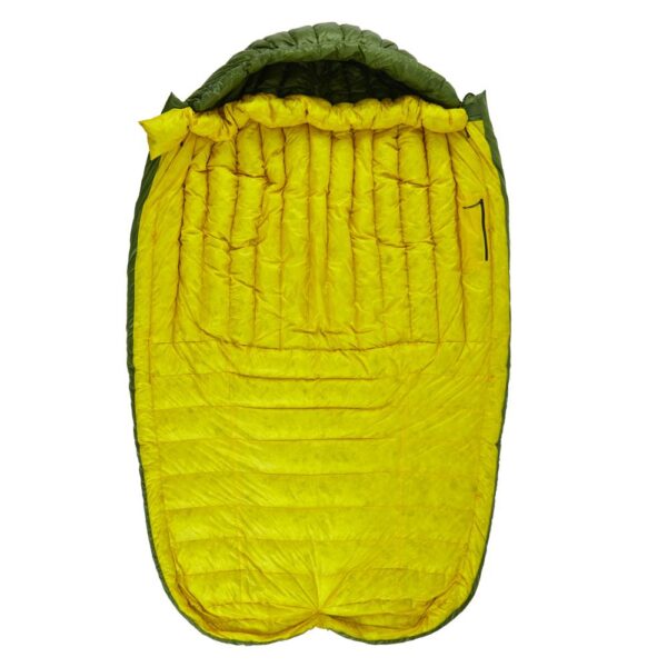 Down sleeping bag ROCK FRONT 800 3D Khaki with mustard - photo