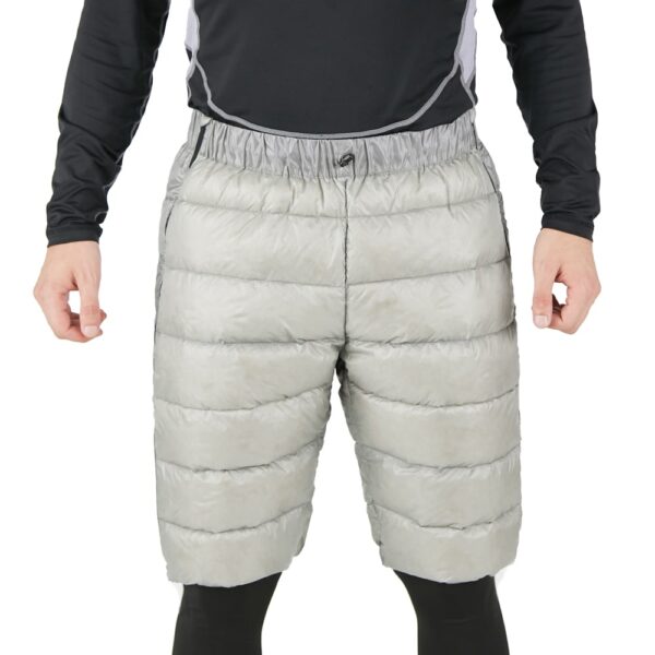 ROCK FRONT Down Shorts for backpacking and skiing grey